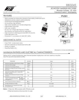 MK4045 40A 45V ηλιακή μονάδα διόδων Schottky με επίπεδη δομή πυριτίου σε PV Box